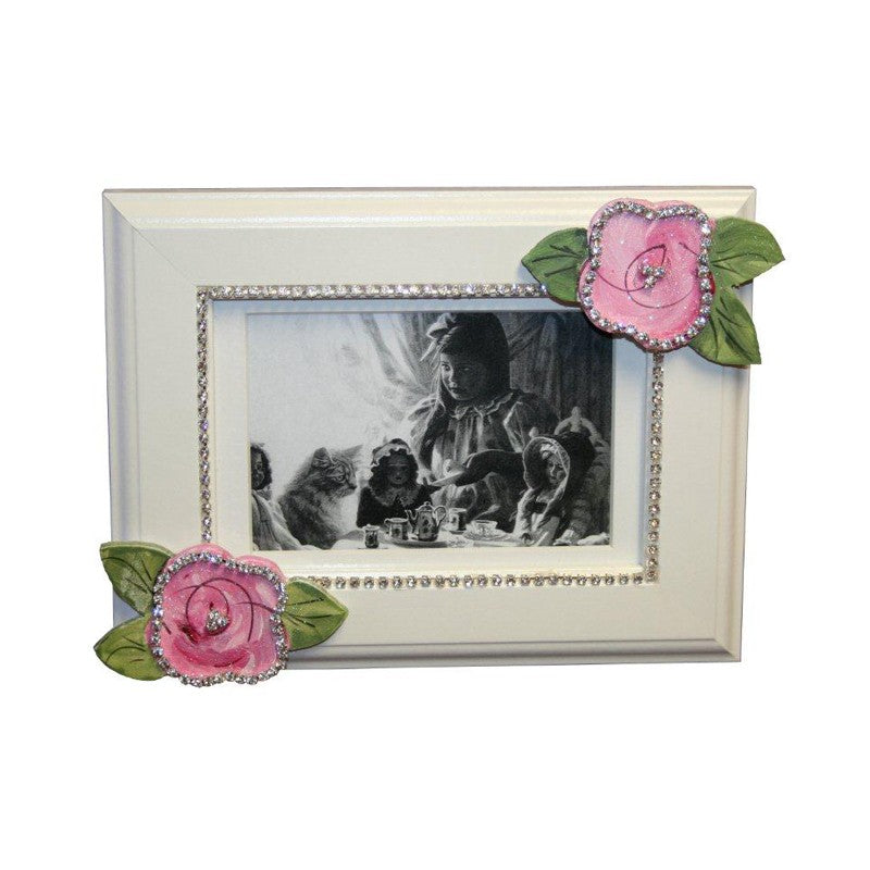 pink roses with bling picture frame