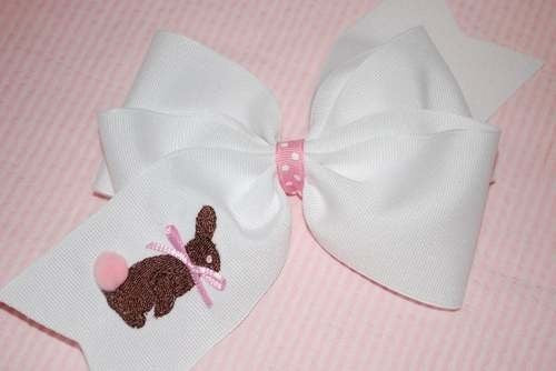 embroidered chocolate bunny bow