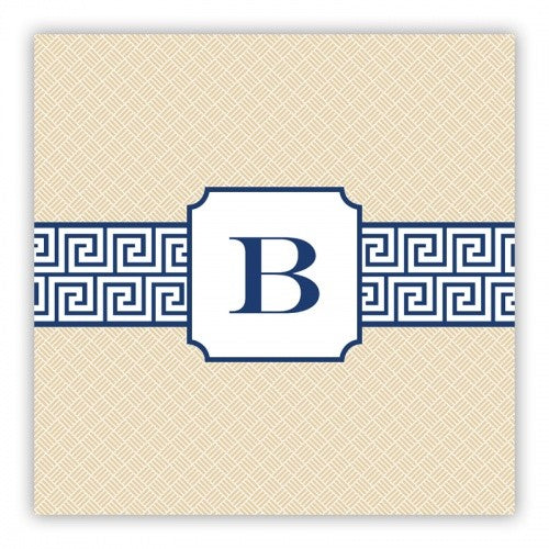 Greek Key Band Navy Square Lucite Tray Insert