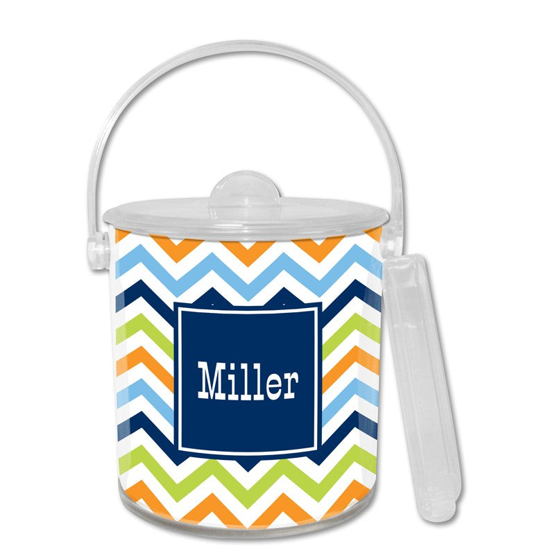boatman geller chevron blue, orange & lime ice bucket