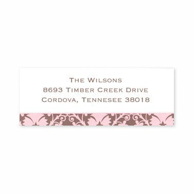 boatman geller damask pink & brown address labels