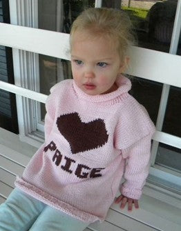 personalized knit heart sweater
