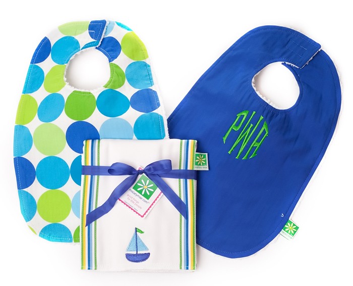 personalized sailboat bib gift set