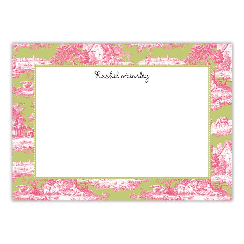 boatman geller toile magenta & green large flat notecard