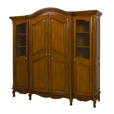 three piece breakfront with wire mesh doors (chateau finish)