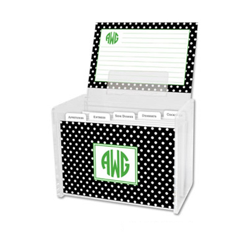 boatman geller polka dot black recipe box