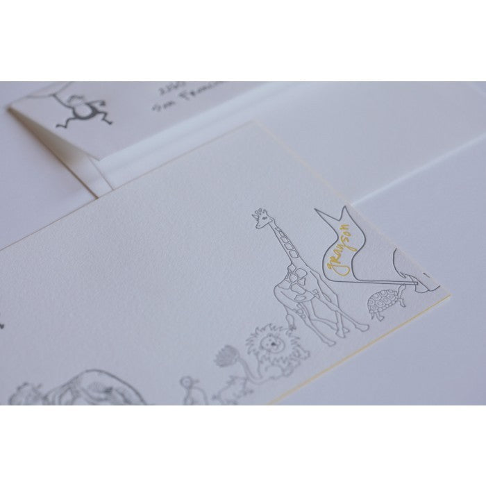 grayson monkey parade kid's stationery