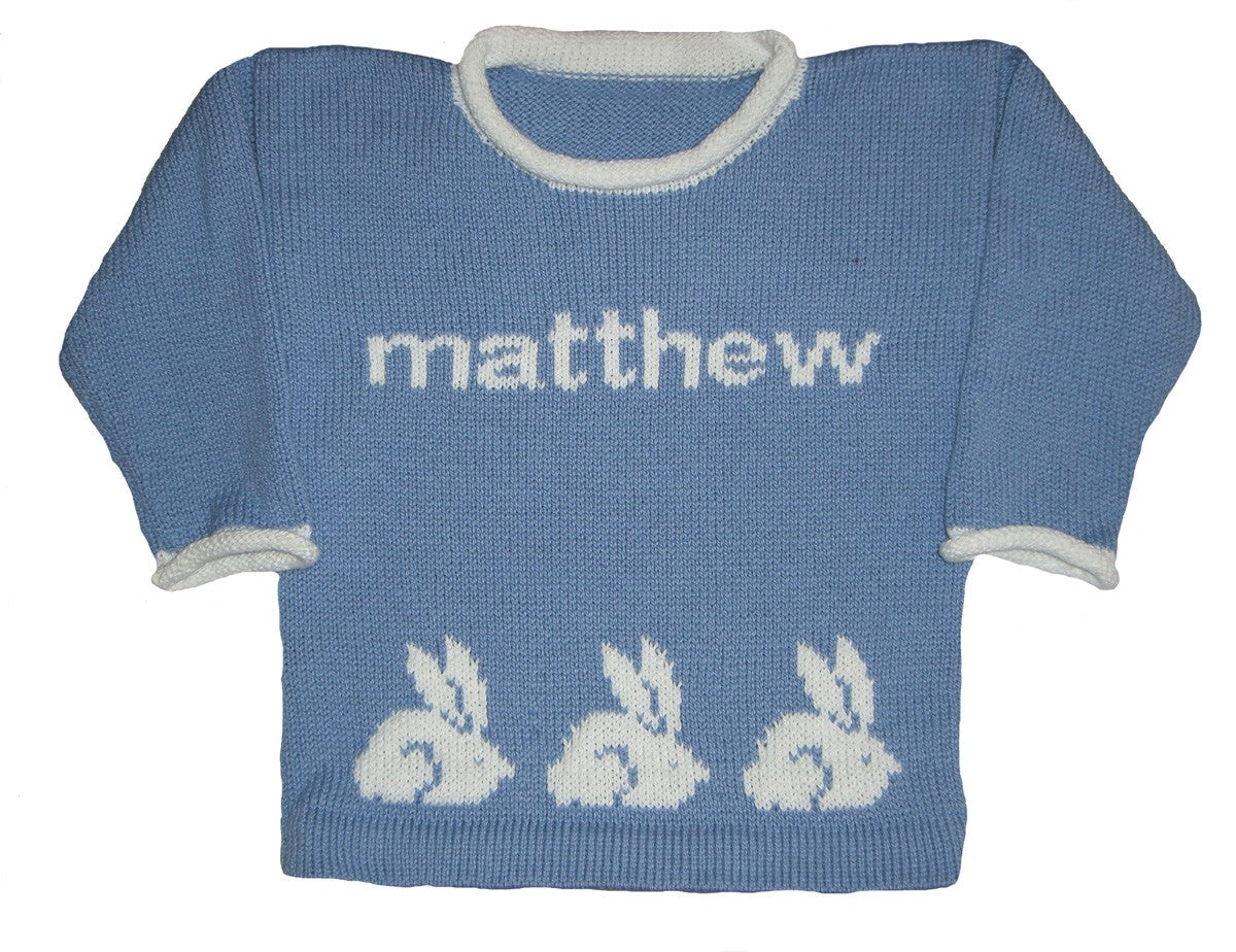 personalized knit bunny sweater