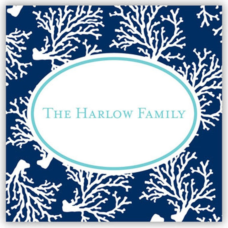 boatman geller coral repeat navy square sticker