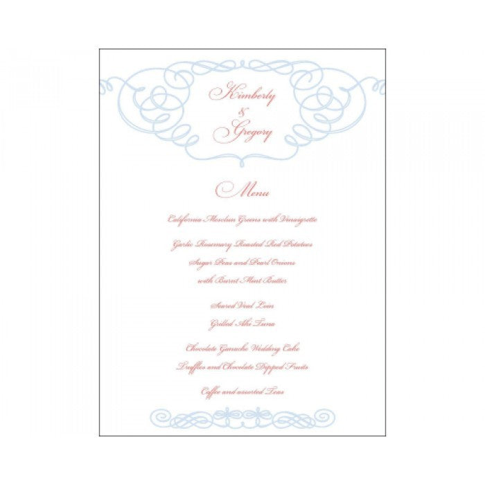 kim & greg menu card