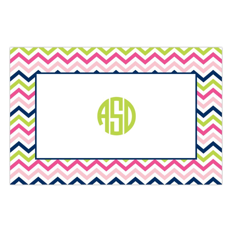 boatman geller chevron pink, navy & lime disposable placemats