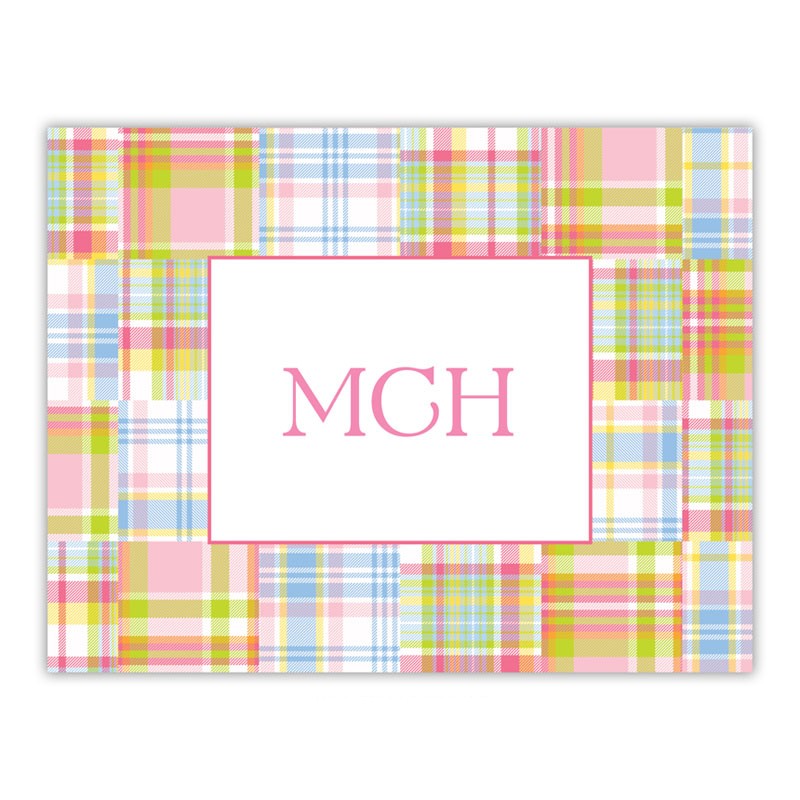 boatman geller madras patch pink foldover note