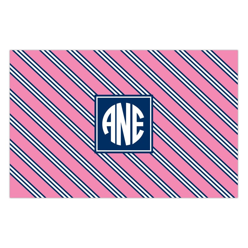 boatman geller repp tie pink & navy disposable placemats