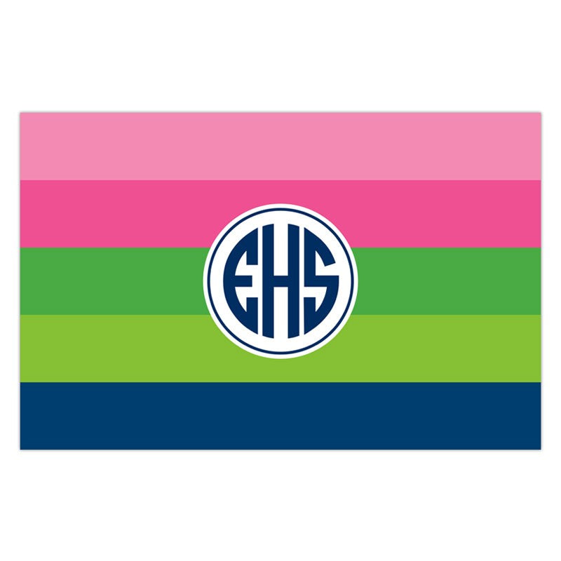 boatman geller bold stripe pink, green & navy placemat