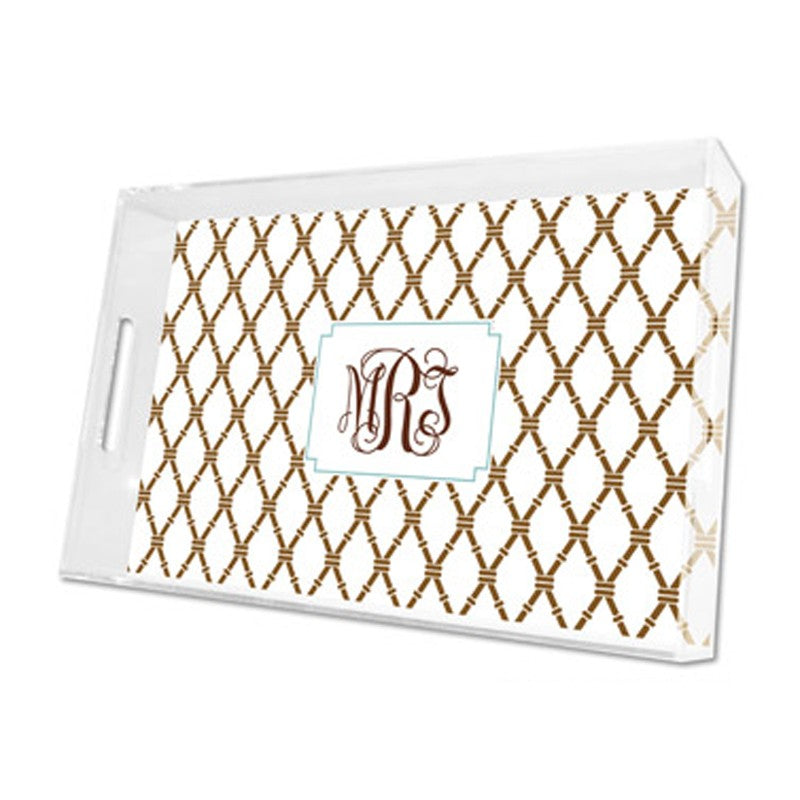 bamboo brown & slate lucite tray - large