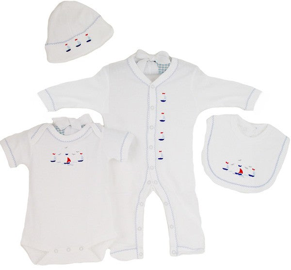 sailing away deluxe embroidered layette set by gordonsbury