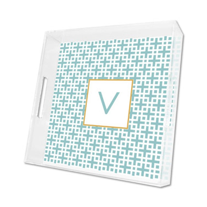 lattice slate lucite tray - square