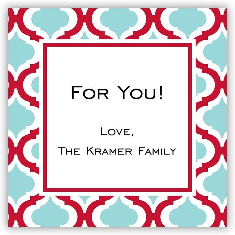 boatman geller kate red & teal square sticker
