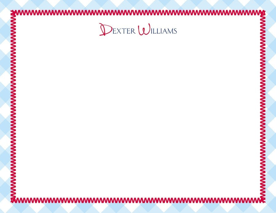 gingham blue children's stationary