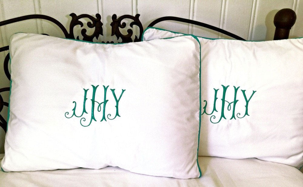 monogrammed pillow shams