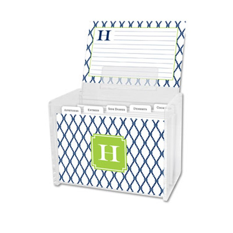 boatman geller bamboo navy & green recipe box