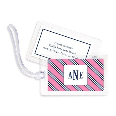 boatman geller repp tie pink & navy bag tags