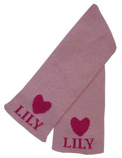 personalized scarf with name and floating heart