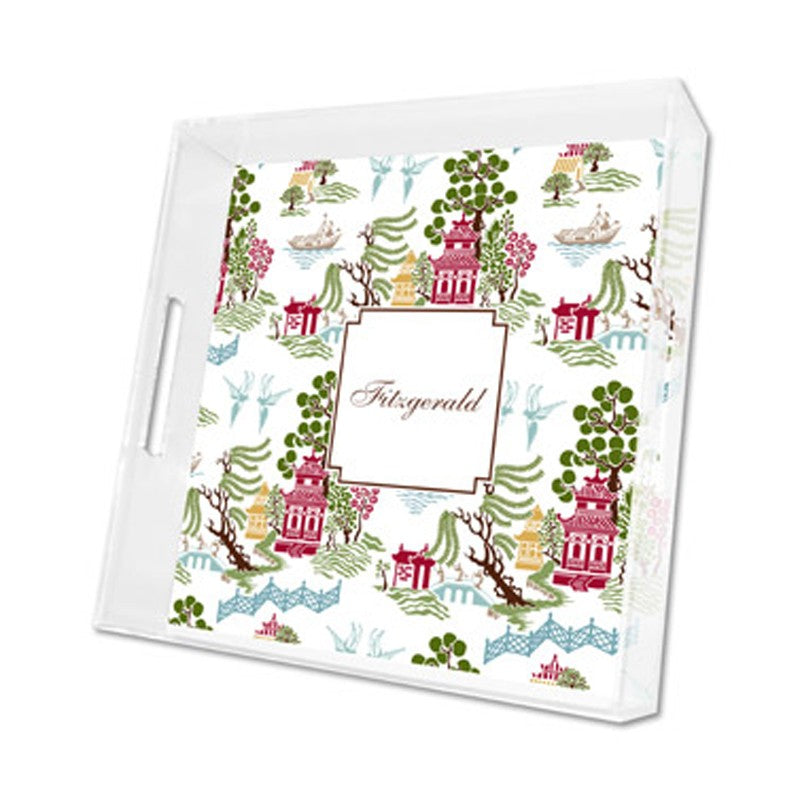 chinoiserie autumn lucite tray - square