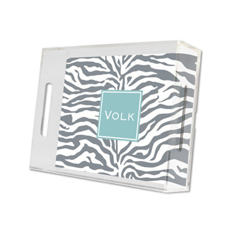 zebra gray lucite tray - small