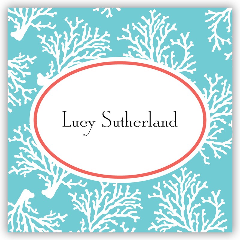boatman geller coral repeat teal square sticker