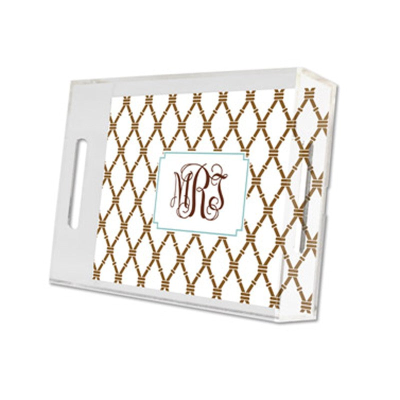 bamboo brown & slate lucite tray - small
