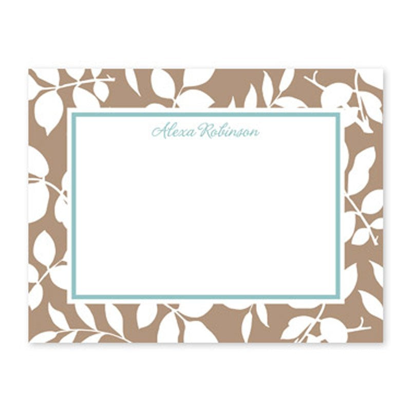 boatman geller silo leaves mocha small flat notecard