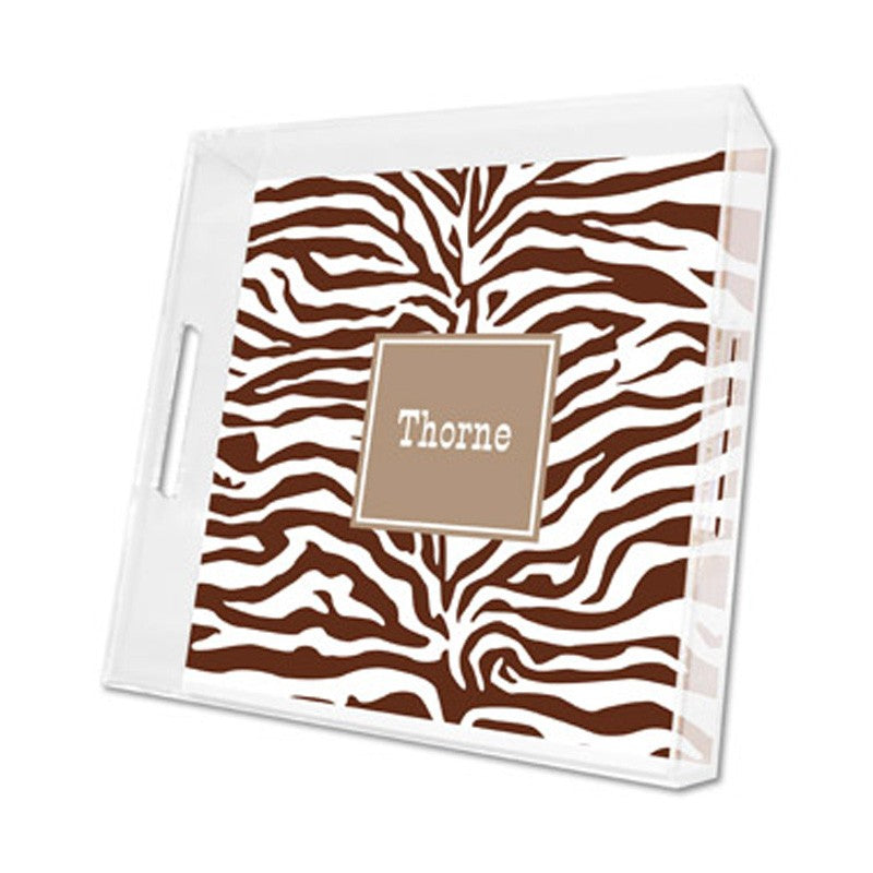 zebra chocolate square tray lucite tray - square