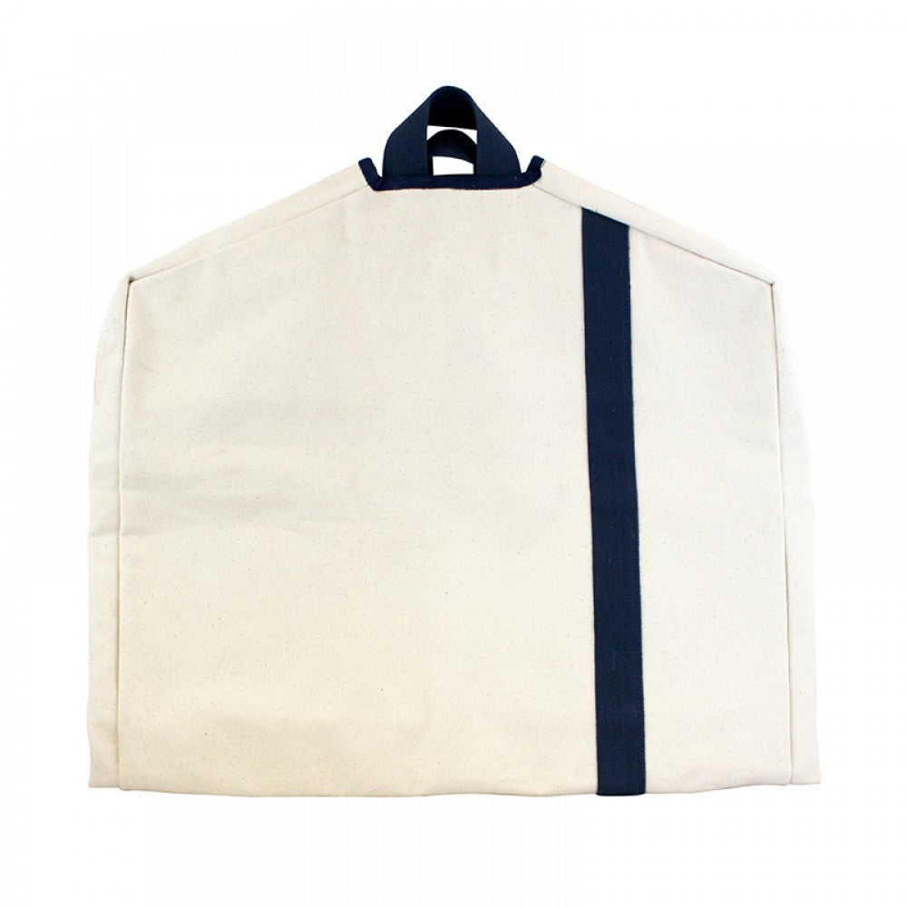 garment bag - natural with navy stripe