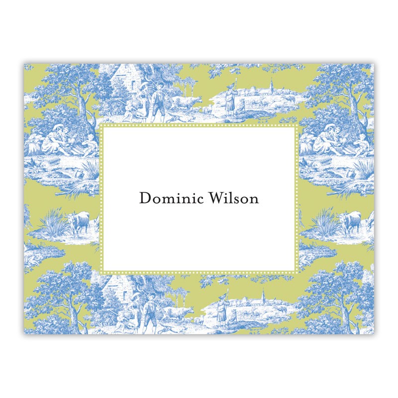 boatman geller toile blue & green foldover note