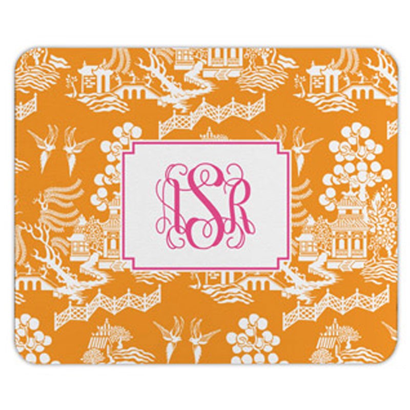 boatman geller chinoiserie tangerine mouse pad