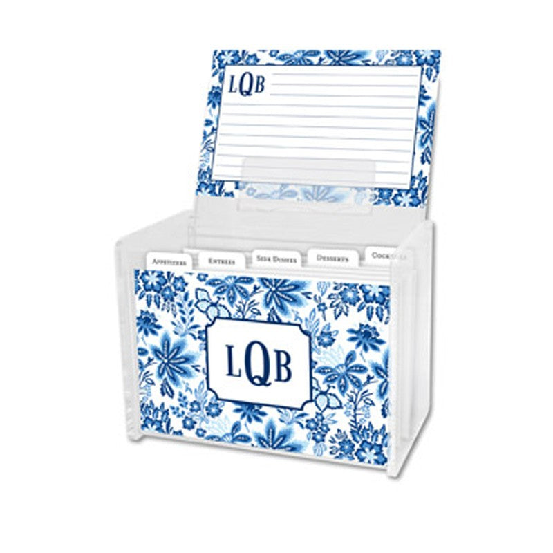 boatman geller classic floral blue recipe box