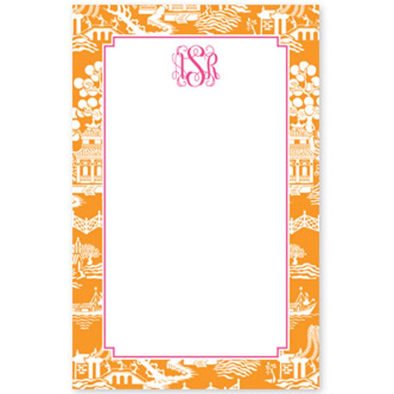 boatman geller chinoiserie tangerine notepad