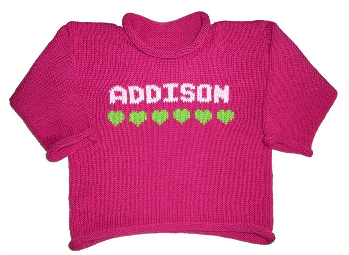 personalized girls hearts sweater