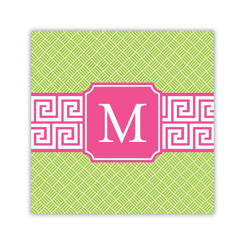 greek key band pink square paper coaster set of 50