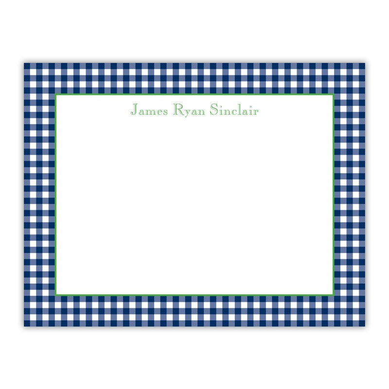 boatman geller gingham navy small flat notecard