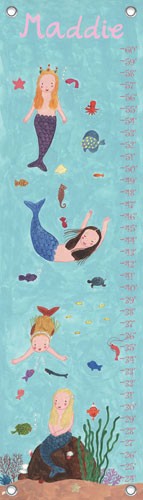 children's personalized growth chart - mermaids