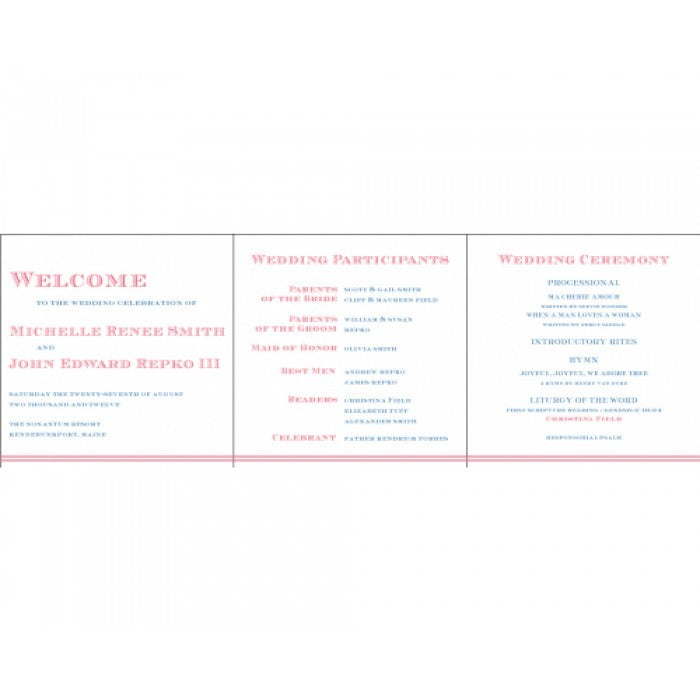 michelle & jed ceremony program card