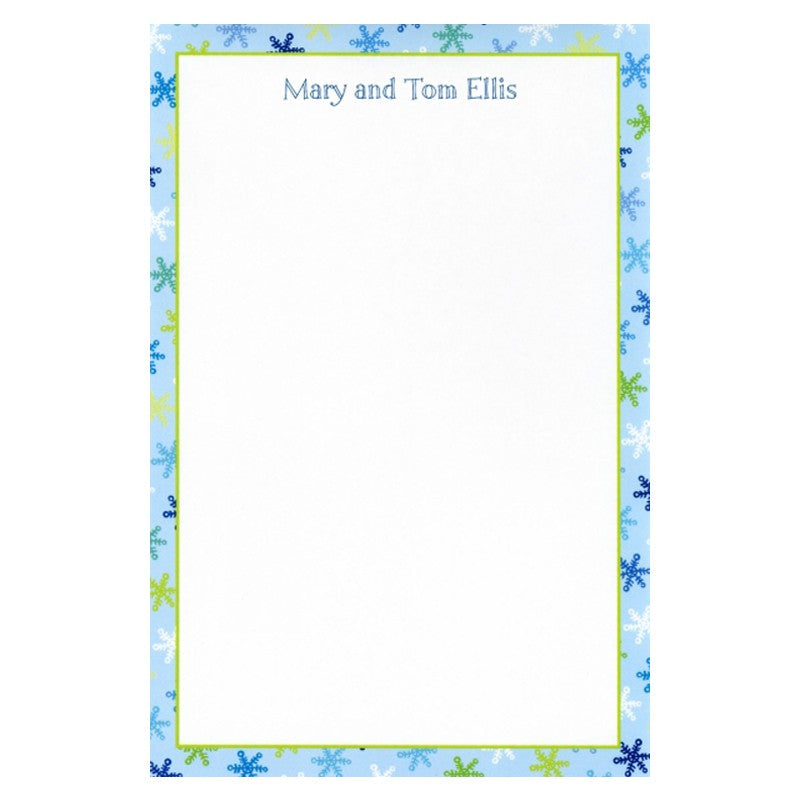boatman geller snowflake light blue notepad