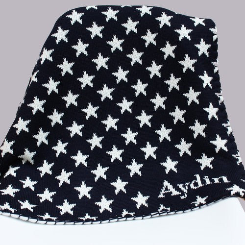 personalized baby boy stars blanket