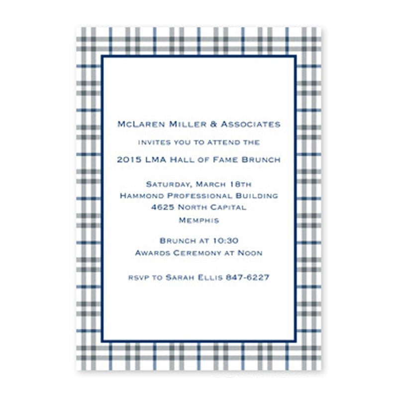 boatman geller miller check gray & blue large flat notecard