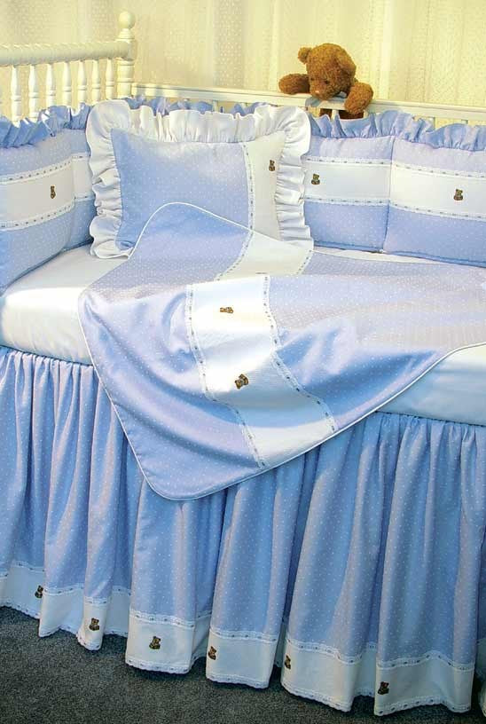 blue pitter patter with bears crib bedding by blauen