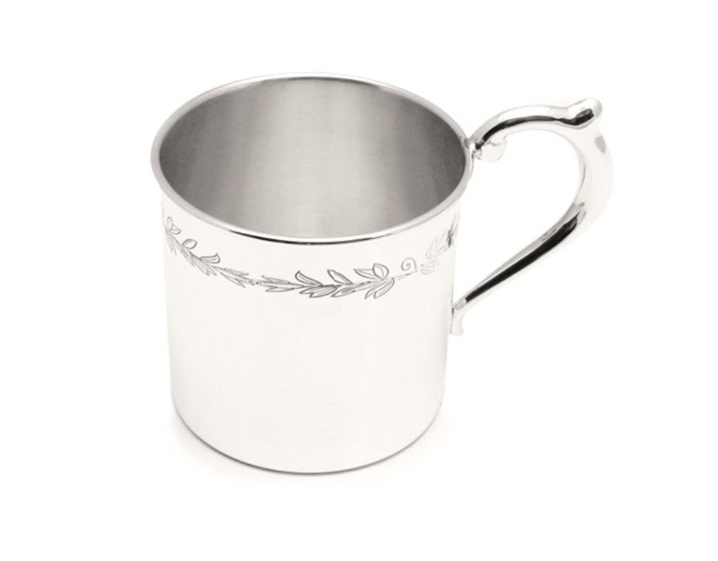 Sterling Silver Floral Baby Cup - Personalized Heirloom Baby Gift