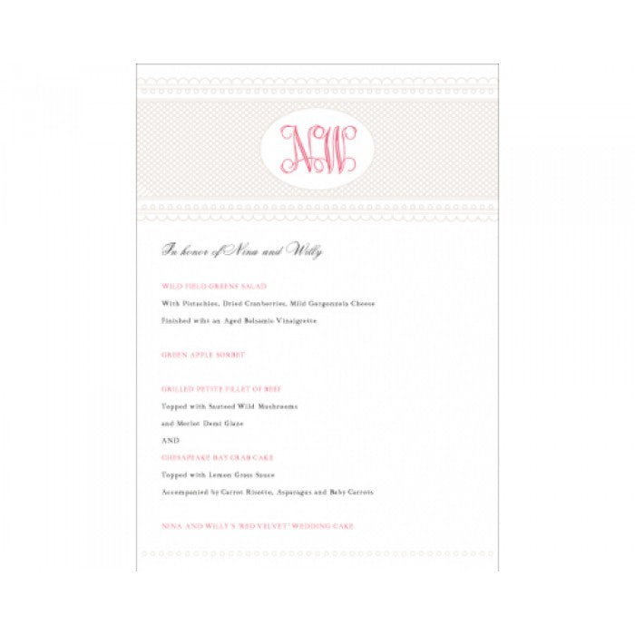 nina & willy menu card