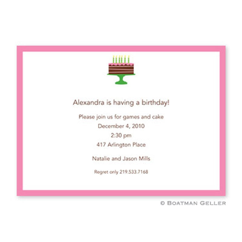 boatman geller birthday cake pink notecard